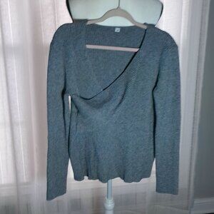 (BOUTIQUE BRAND) No Tags Long Sleeves V-Neck Soft Gray Ribbed Sweater XXL